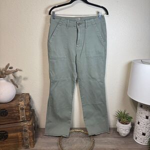 Faherty Womens Cargo Pants Size 27 Green Straight Leg Pockets Fringe Casual